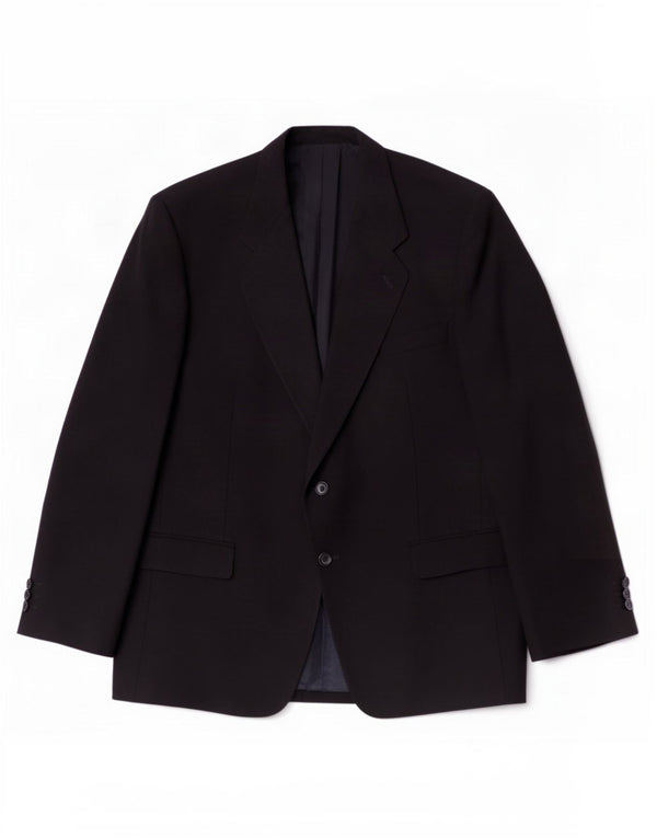 Giacca blazer vintage da uomo a 2 bottoni IT 54 2XL lana nera