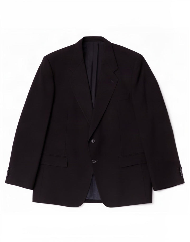 Giacca blazer vintage da uomo a 2 bottoni IT 54 2XL lana nera
