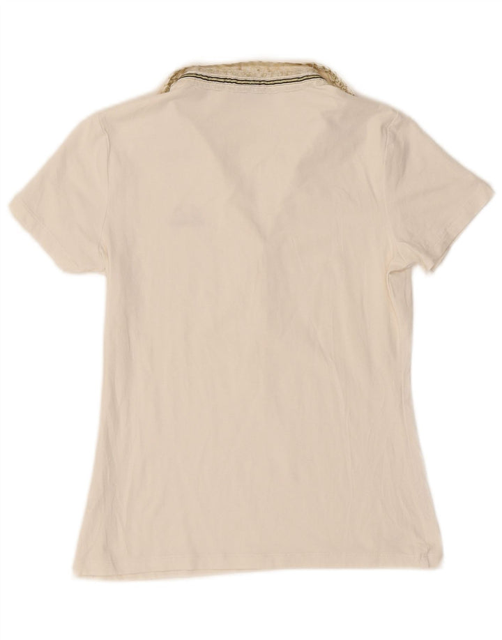 ELLESSE Womens Polo Shirt UK 8 Small White Cotton