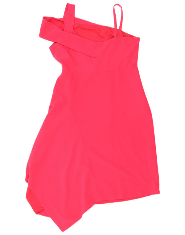 Coast Womens Ærmeløs Asymmetrisk Kjole UK 18 XL Pink Polyester