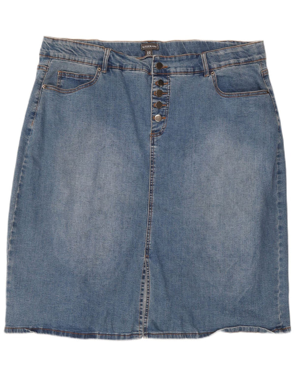 Gonna in denim autografo da donna Marks & Spencer UK 22 3XL W44 Blu