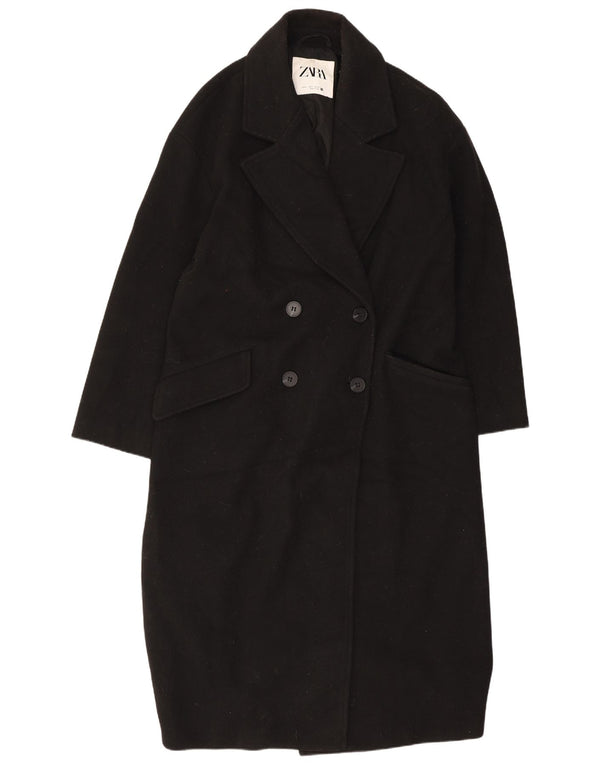 Zara Γυναικείο Παλτό με διπλό στήθος UK 10 Small Black Polyester