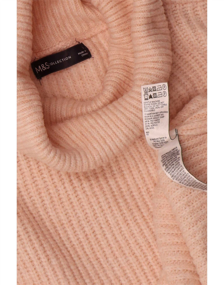 Marks & Spencer Womens Oversized Roll Neck Jumper Sweater UK 16 Large Pink