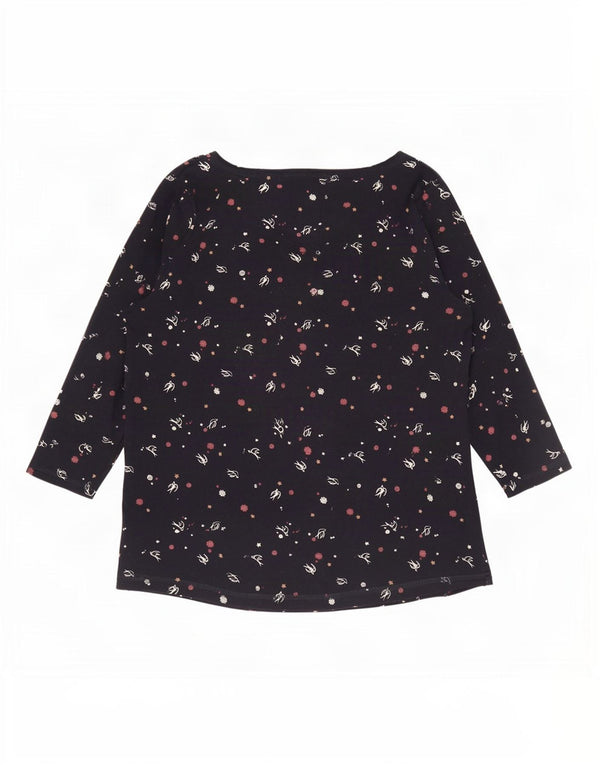 Marks & Spencer Top da donna con motivo astratto manica 3/4 UK 20 2XL Blu navy