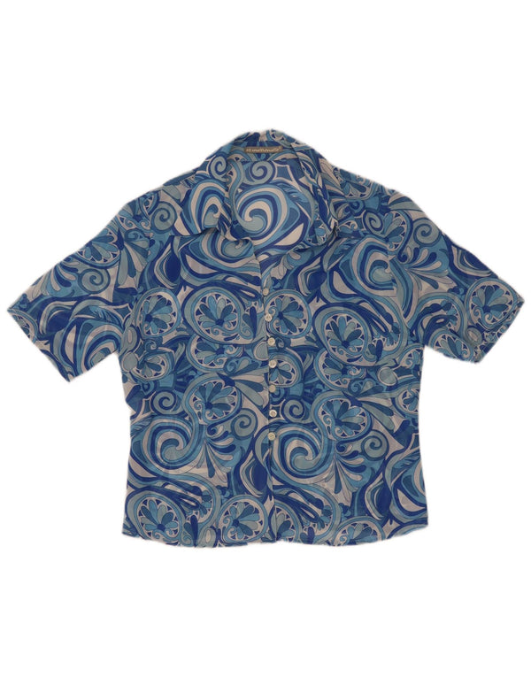 Marronetto Blusa Camisera De Manga Corta Mujer IT 44 Azul Medio Paisley