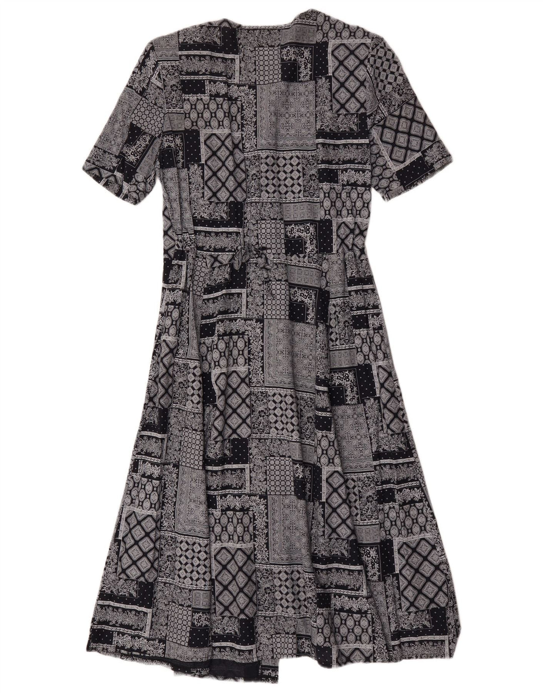 Abito a trapezio vintage da donna UK 14 Patchwork grigio medio