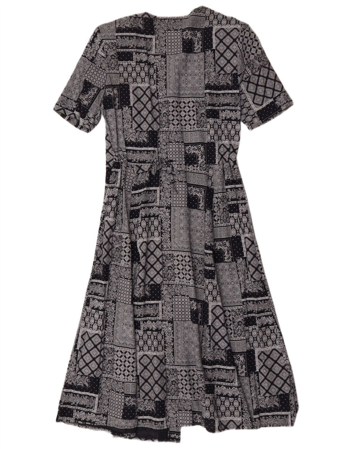 Abito a trapezio vintage da donna UK 14 Patchwork grigio medio