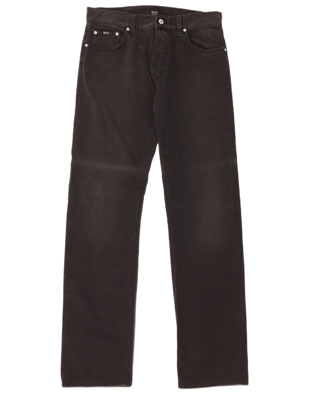 Hugo Boss Mens Straight Jeans W32 L34 Black Cotton
