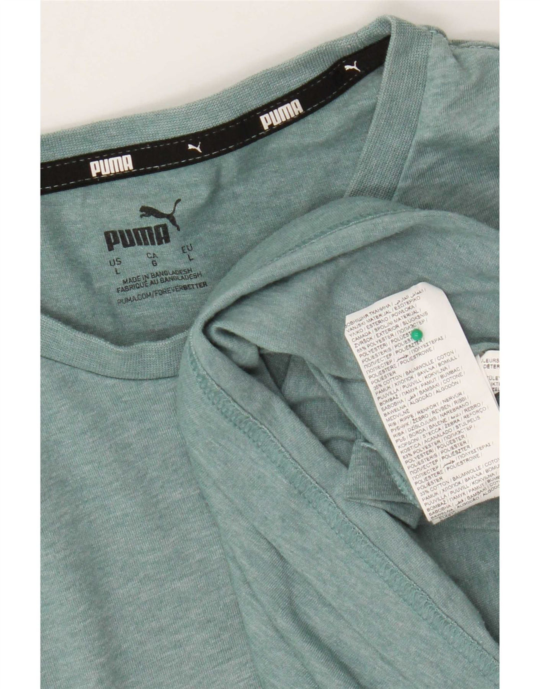 Puma Mens Graphic T-Shirt Top Large Green Flecked Polyester