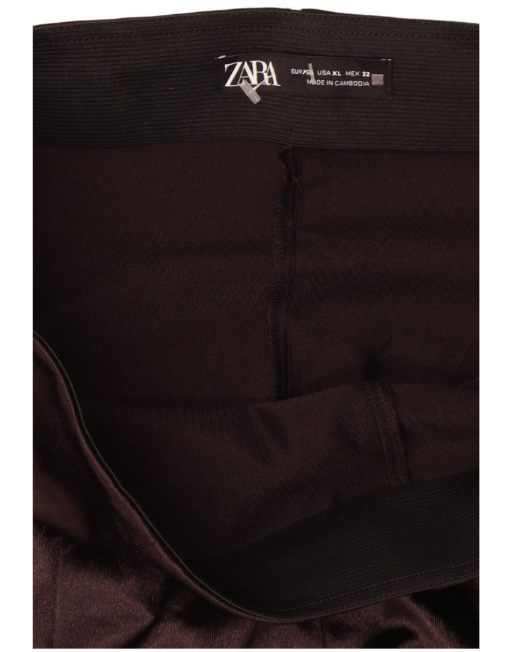Zara Womens Flare Leggings UK 18 XL Brown Polyester