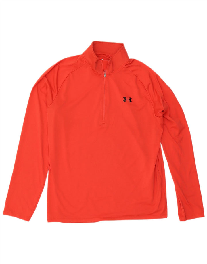 Under Armour Mens Zip Neck Pulôver Treino Top Grande Vermelho