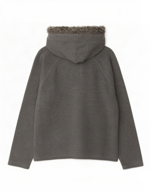 Marks & Spencer Womens Hooded Fleece Jacket UK 14 Medium Grey Polyester