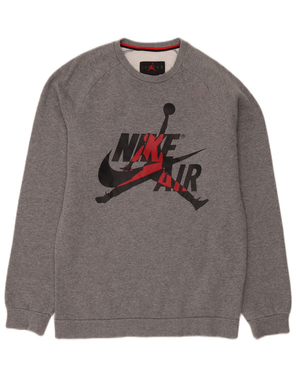 Jordan - Sudadera con gráfico para hombre, jersey pequeño de algodón moteado en gris