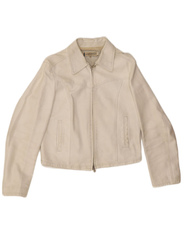 Masterpelle Womens Crop Leather Jacket IT 48 XL White Leather