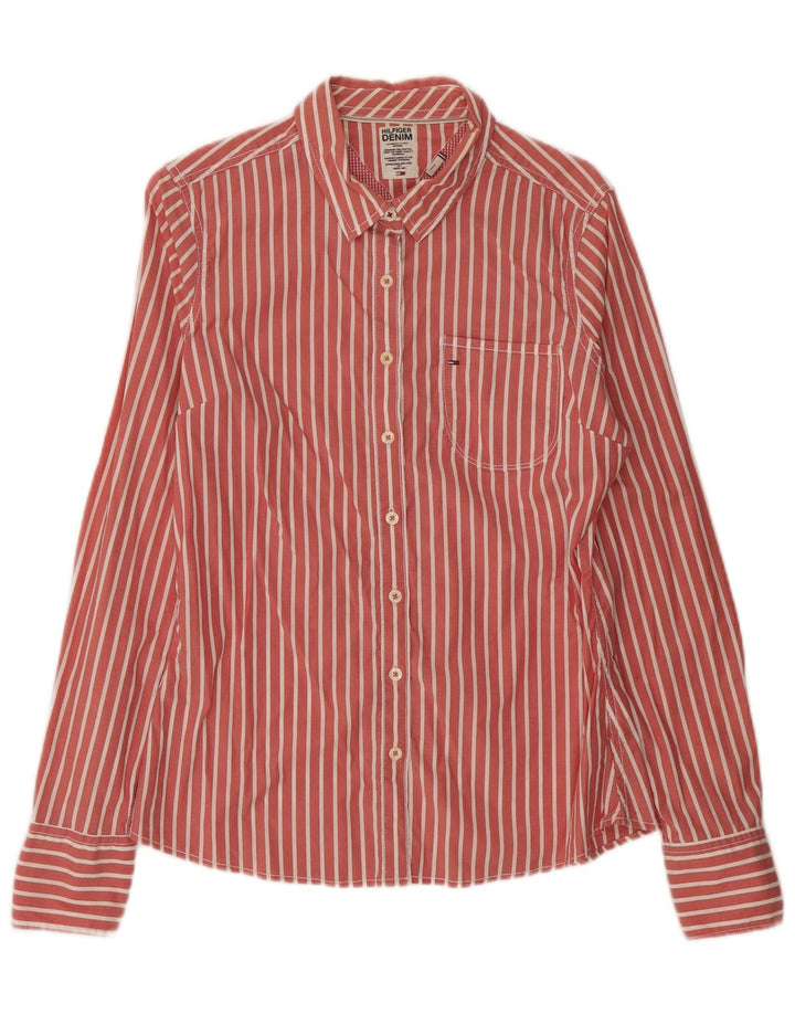 Tommy Hilfiger Mens Shirt Large Red Striped Cotton