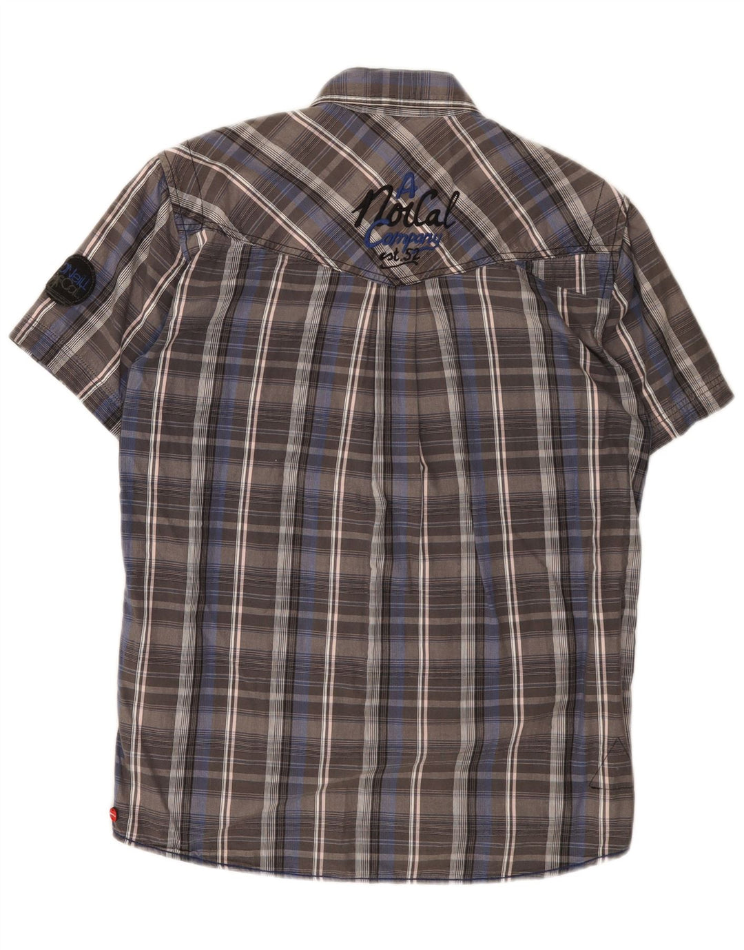 O'Neill Mens Short Sleeve Shirt Medium Grey Check Cotton