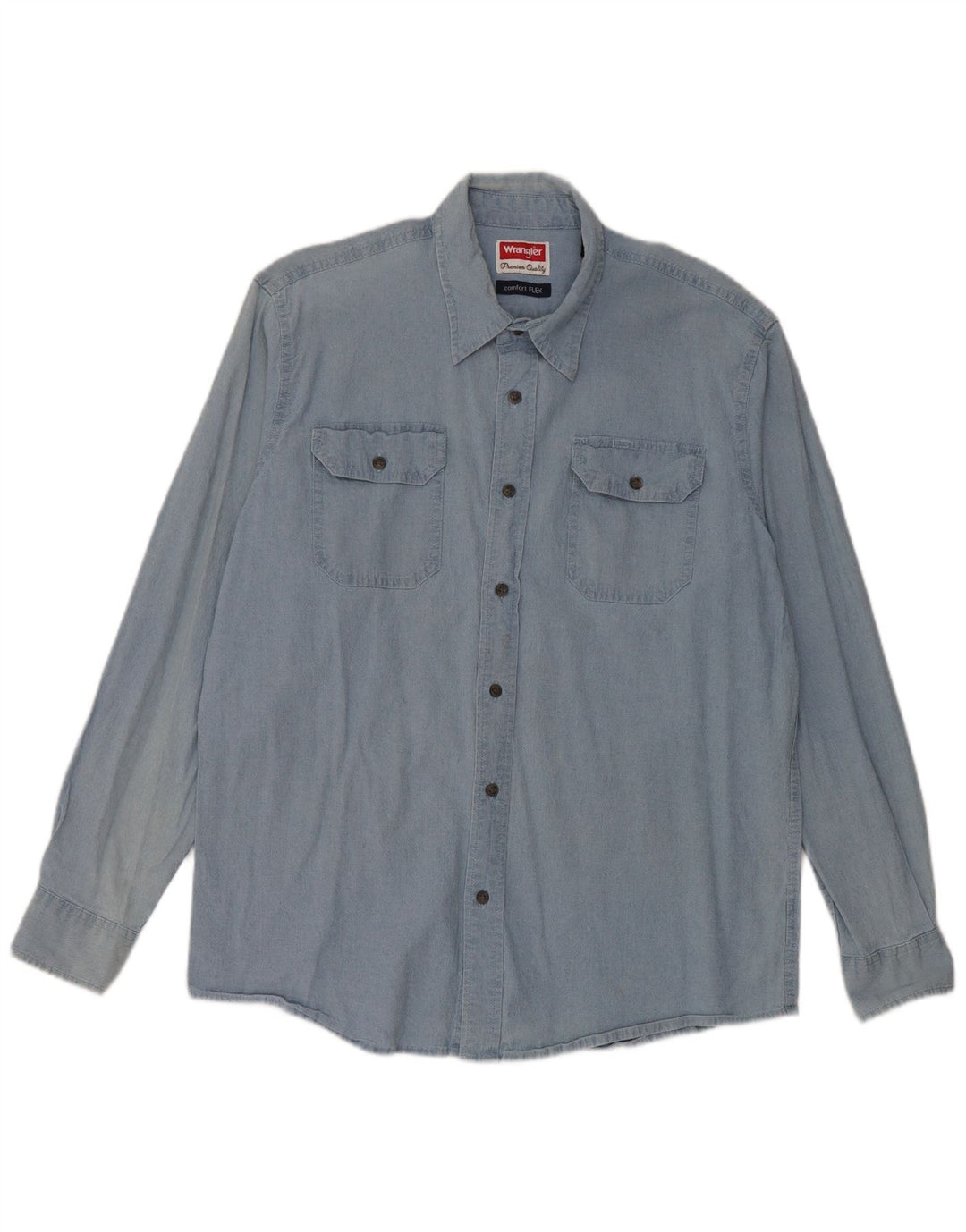 Wrangler denimskjorte til mænd, stor blå bomuld