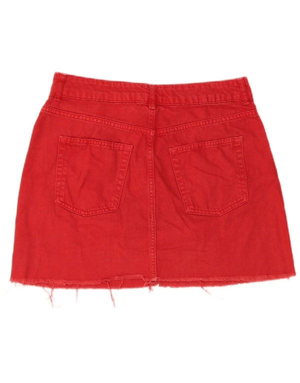 Topshop Minifalda vaquera para mujer UK 12 Medium W28 Algodón rojo