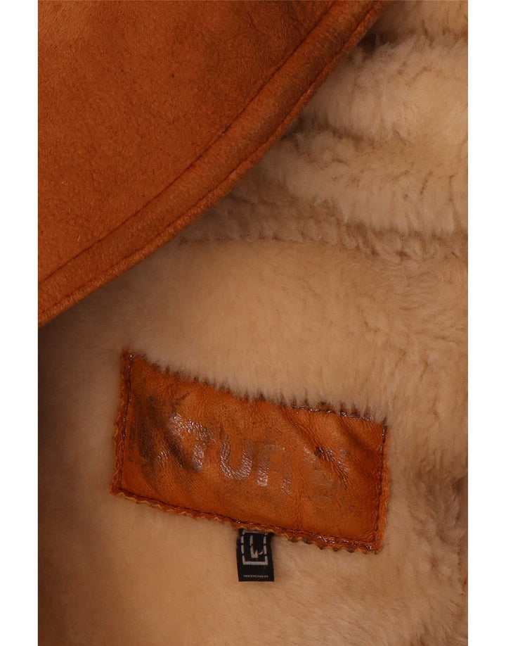 Vintage Womens Oversized Shearling Overcoat UK 16 Large Beige