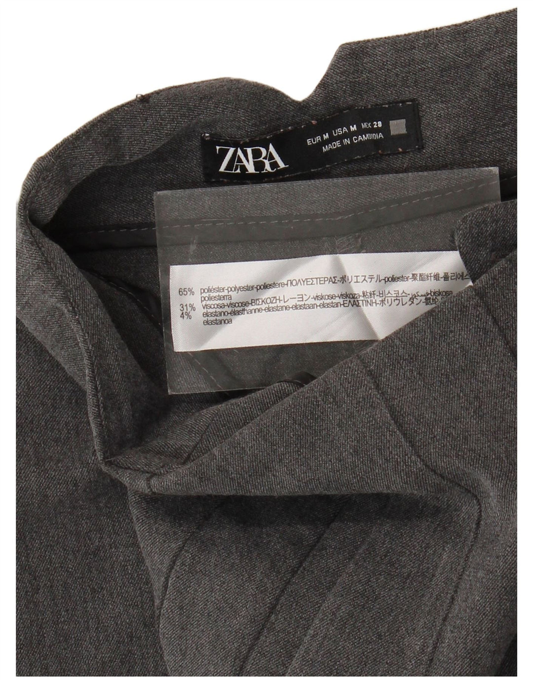 Zara Womens High Waist Crop Suit Trousers Medium W28 L25 Grey Polyester