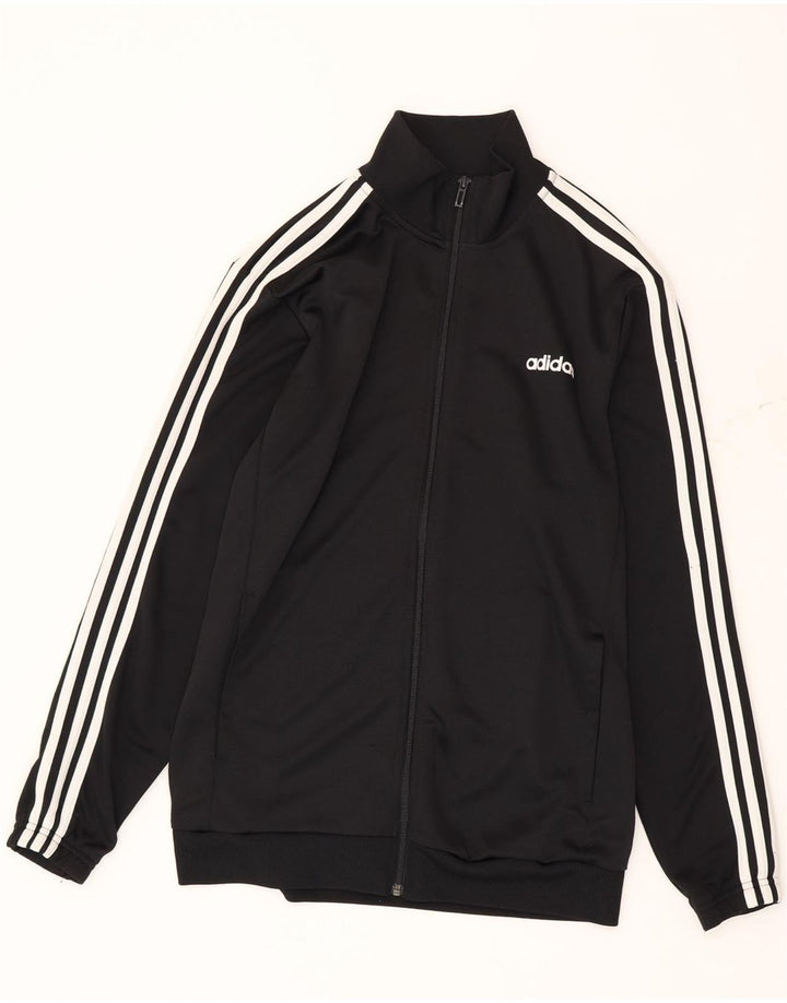 Adidas Mens Tracksuit Top Jacket UK 42/44 Large Black Polyester