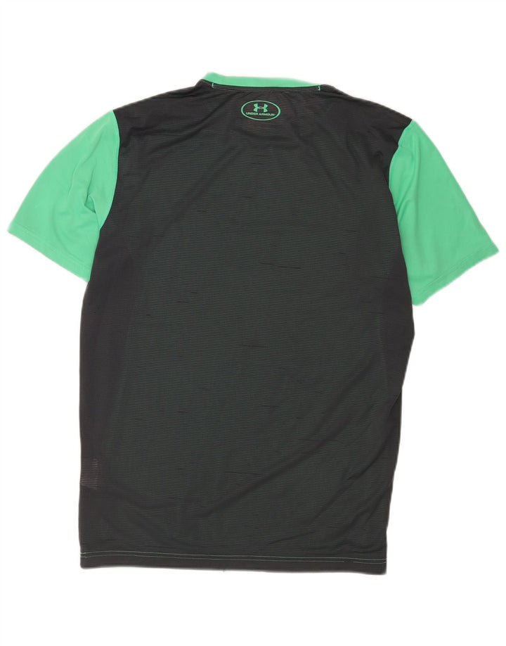 Under Armour Mens Heat Gear T-Shirt Top Medium Green Colourblock Polyester