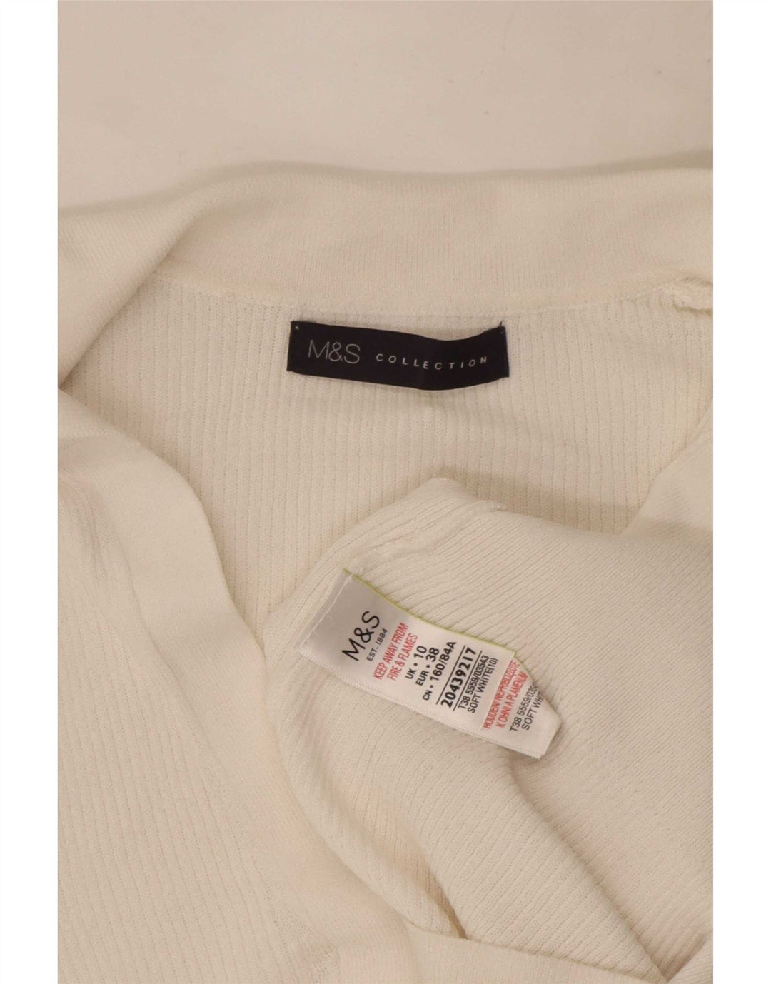 Marks & Spencer Womens Polo Shirt UK 10 Small White Viscose