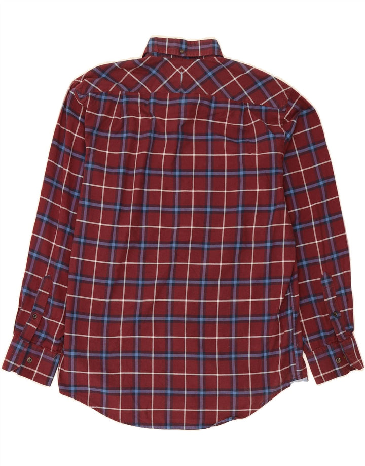 IZOD Mens Shirt Medium Burgundy Check Cotton Vintage Izod and Second-Hand Izod from Messina Hembry 