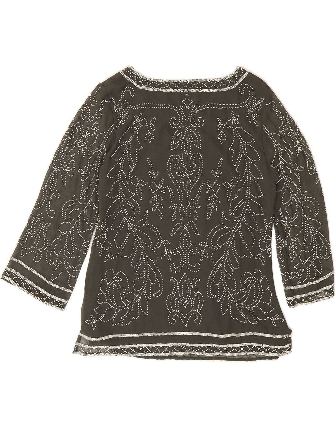 JACQUES VERT Womens See Through 3/4 Sleeve Blouse Top UK 12 Medium Grey Vintage Jacques Vert and Second-Hand Jacques Vert from Messina Hembry 