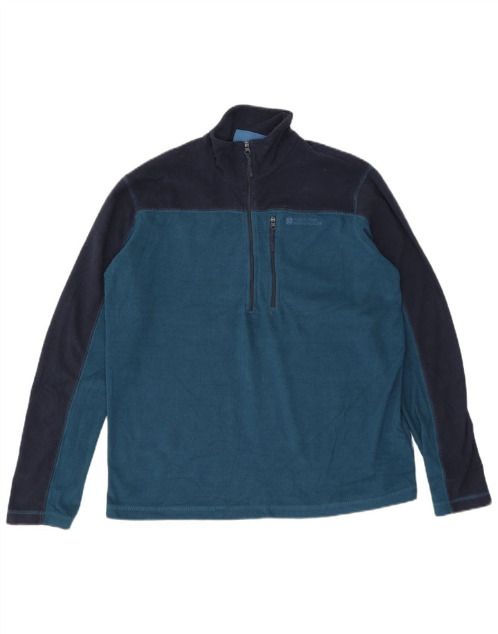 Mountain Warehouse Mens Zip Neck Fleece Jumper Small Blue Colourblock