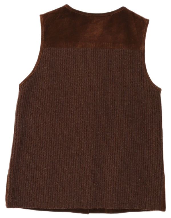 Esprit Womens Suede Gilet UK 14 Medium Brown Leather