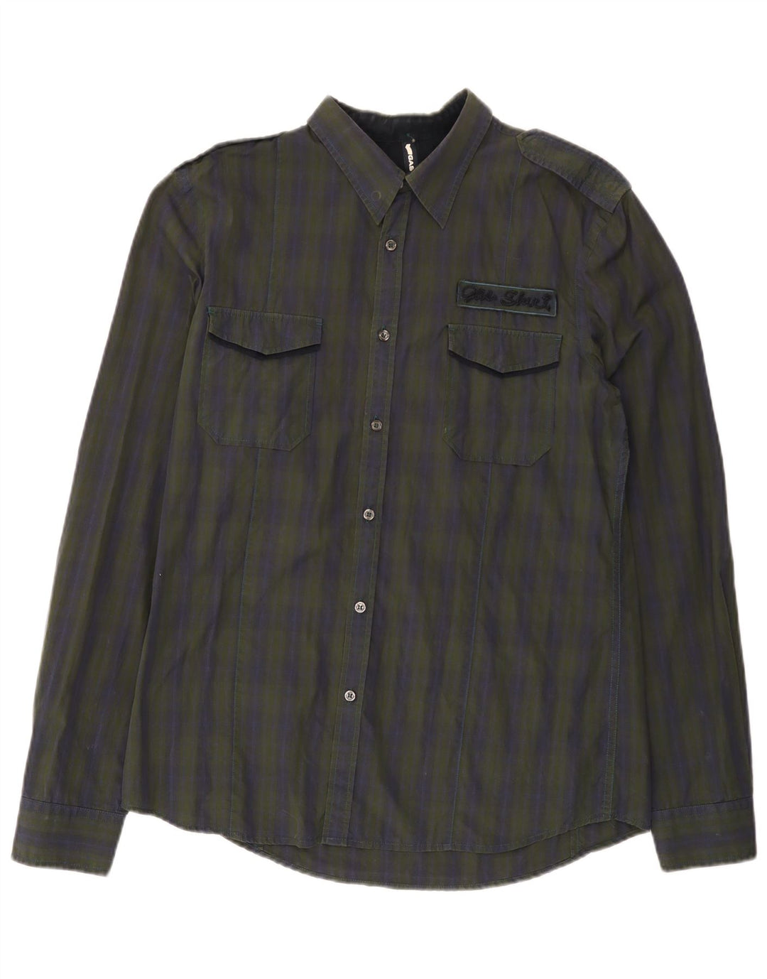 Gas Mens Military Shirt XL Multicoloured Check Cotton