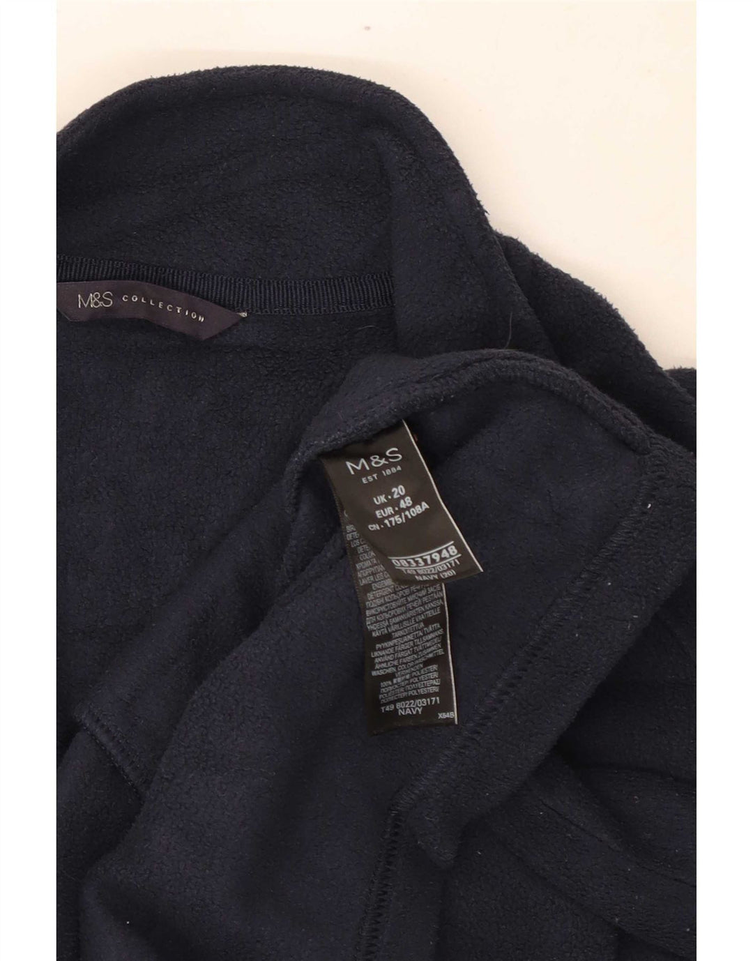 Jaqueta de lã feminina Marks & Spencer UK 20 2XL poliéster azul marinho