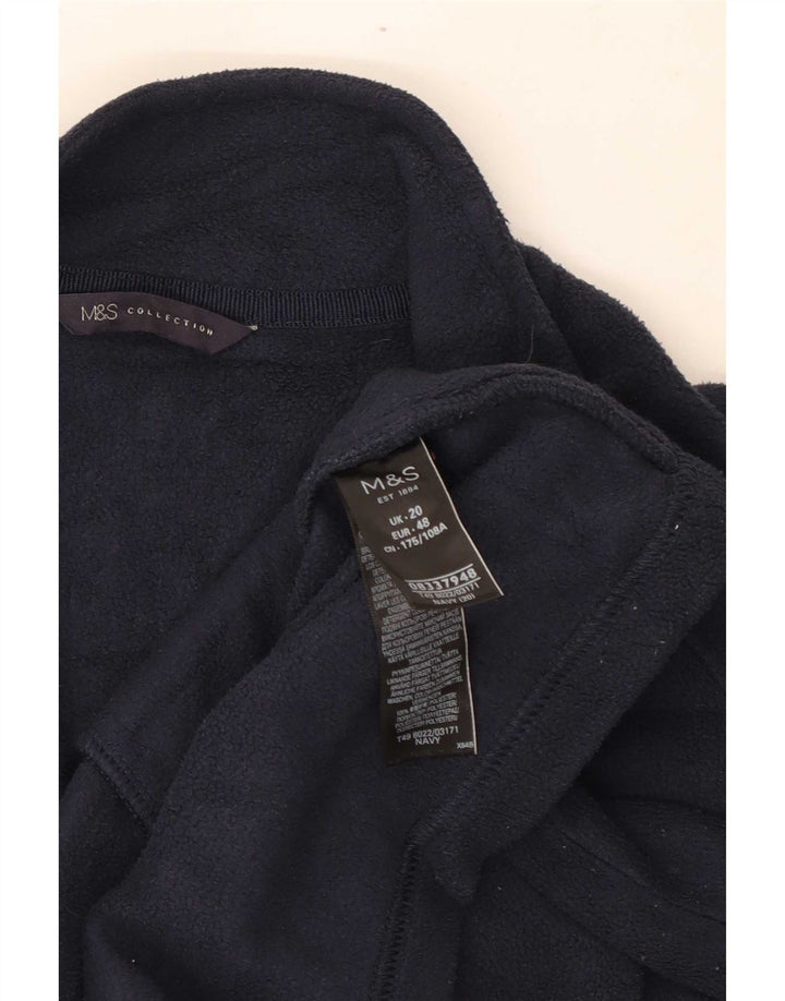 Jaqueta de lã feminina Marks & Spencer UK 20 2XL poliéster azul marinho