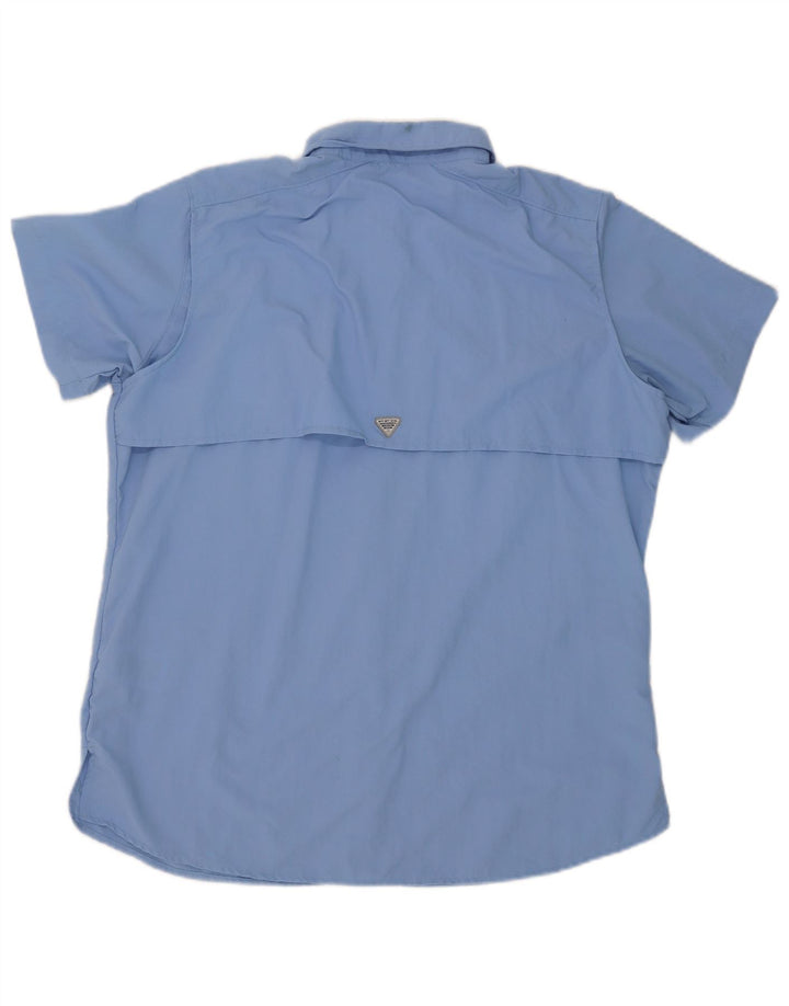 Columbia Womens Short Sleeve Overshirt Shirt Large Blue Nylon