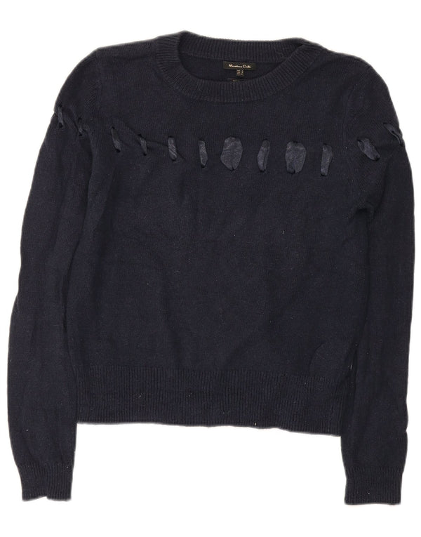 Maglione maglione da donna con scollo a barca Massimo Dutti UK 10 piccolo blu navy classico