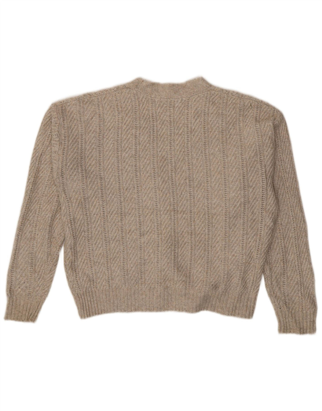 Marks & Spencer Womens Crop Cardigan Sweater UK 14 Medium Beige Polyester