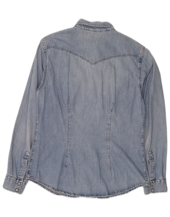 BENETTON Womens Denim Shirt UK 14 Medium Blue Cotton