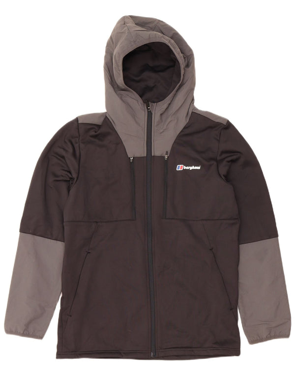 BERGHAUS Boys Zip Hoodie Sweater 12-13 Years Black Polyester