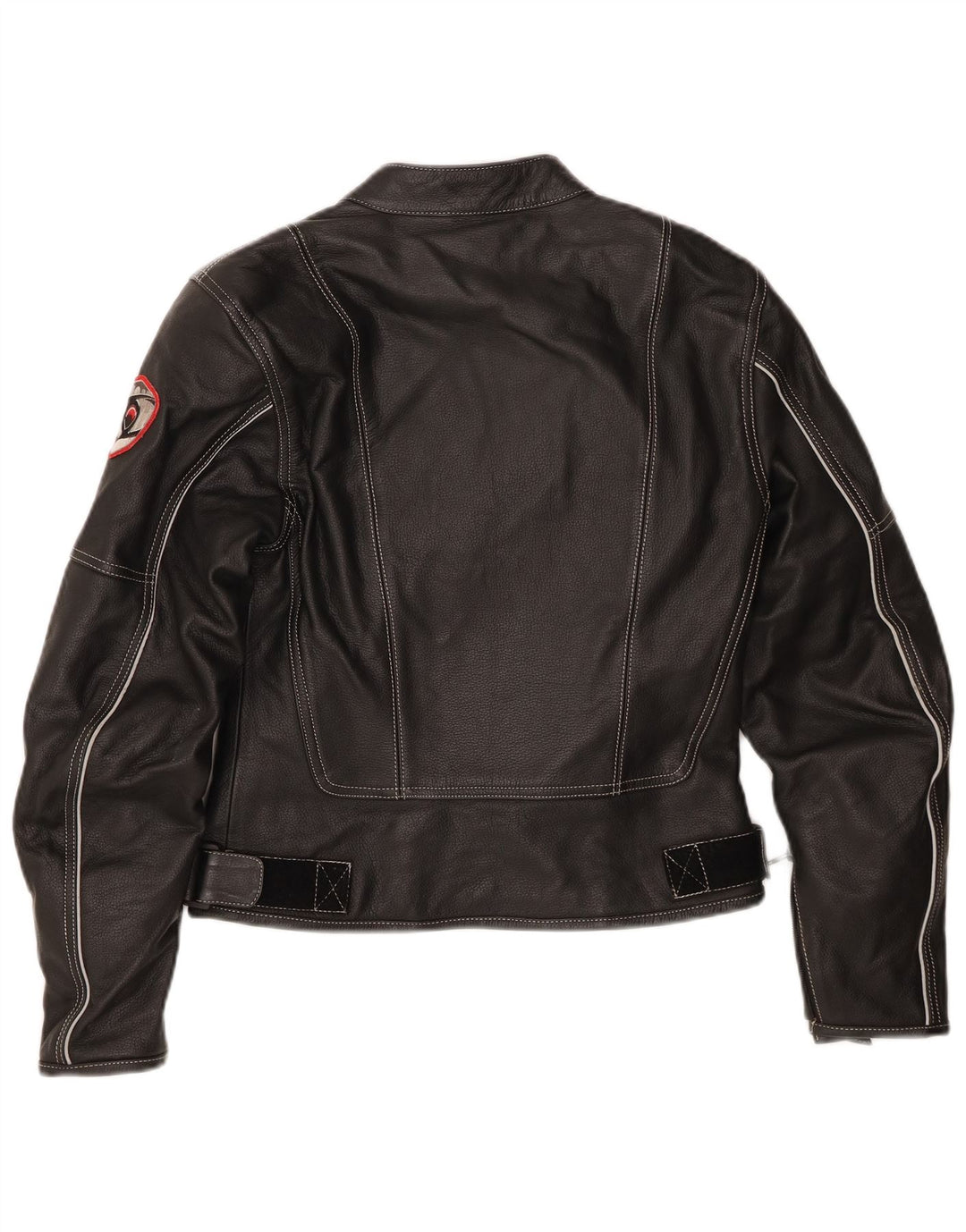 Suomy Womens Moto Racer Leather Jacket UK 12 Medium Black Leather