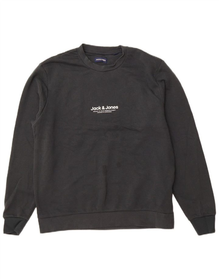 JACK & JONES Sweatshirt til mænd, stor grå bomuld