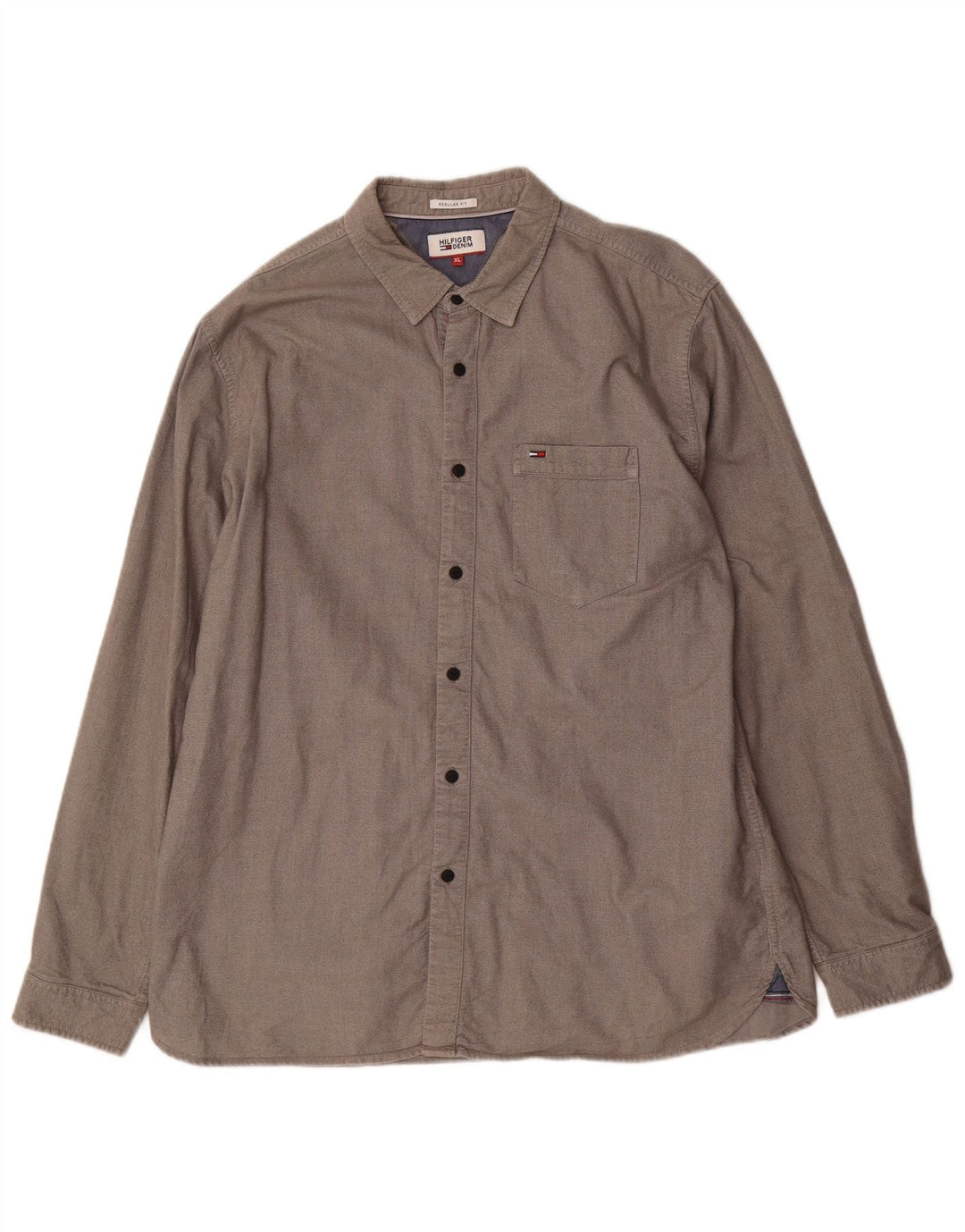 Tommy Hilfiger Mens Regular Fit Shirt XL Grey Cotton