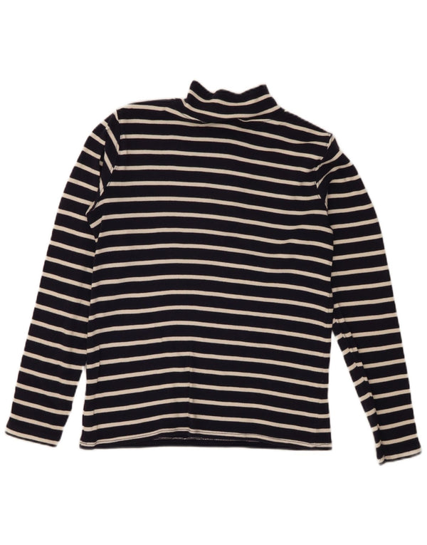 L.L.Bean Haut à col zippé et manches longues pour femme UK 10 Petit Bleu Marine Rayé