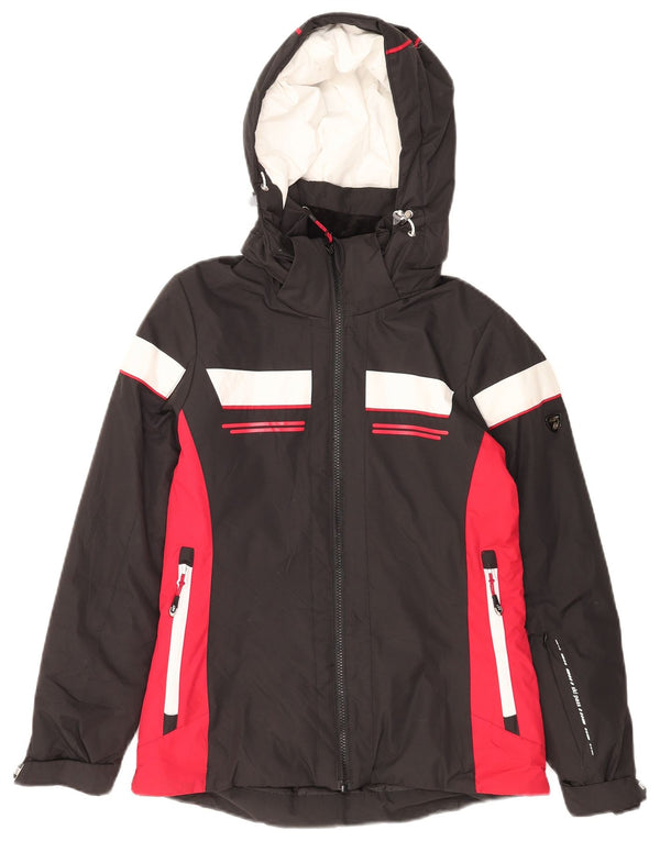 AST Chaqueta impermeable con capucha y gráfico para hombre UK 34 XS Poliéster con bloques de color negro