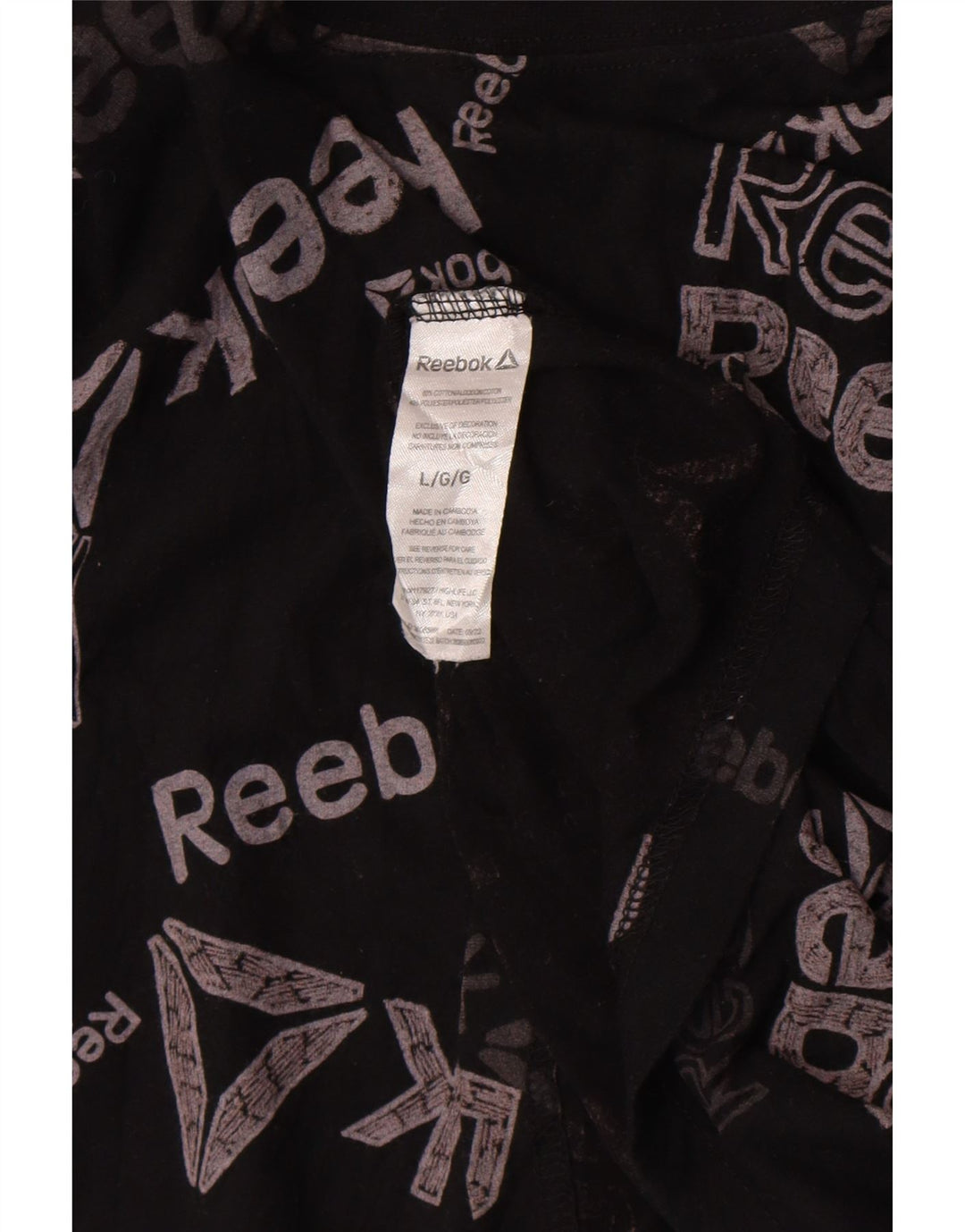 Reebok Mens Graphic T-Shirt Top Large Black Cotton
