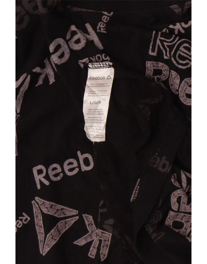 Reebok Mens Graphic T-Shirt Top Large Black Cotton