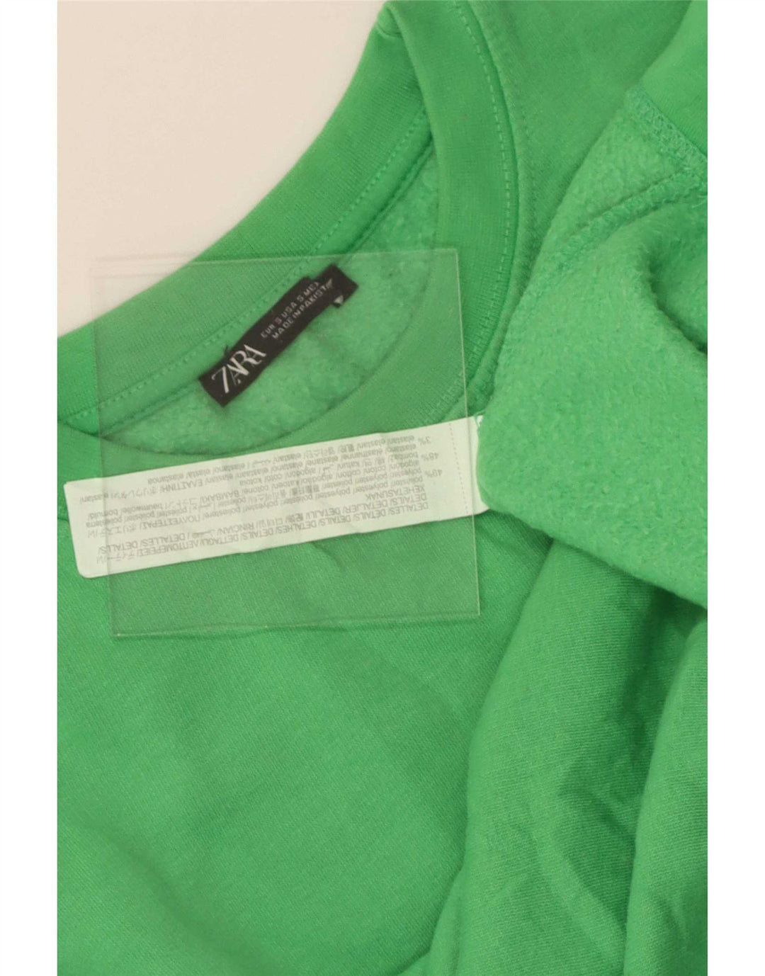 Zara Womens Crop Oversized Sweatshirt Jumper UK 10 Small Green Polyester