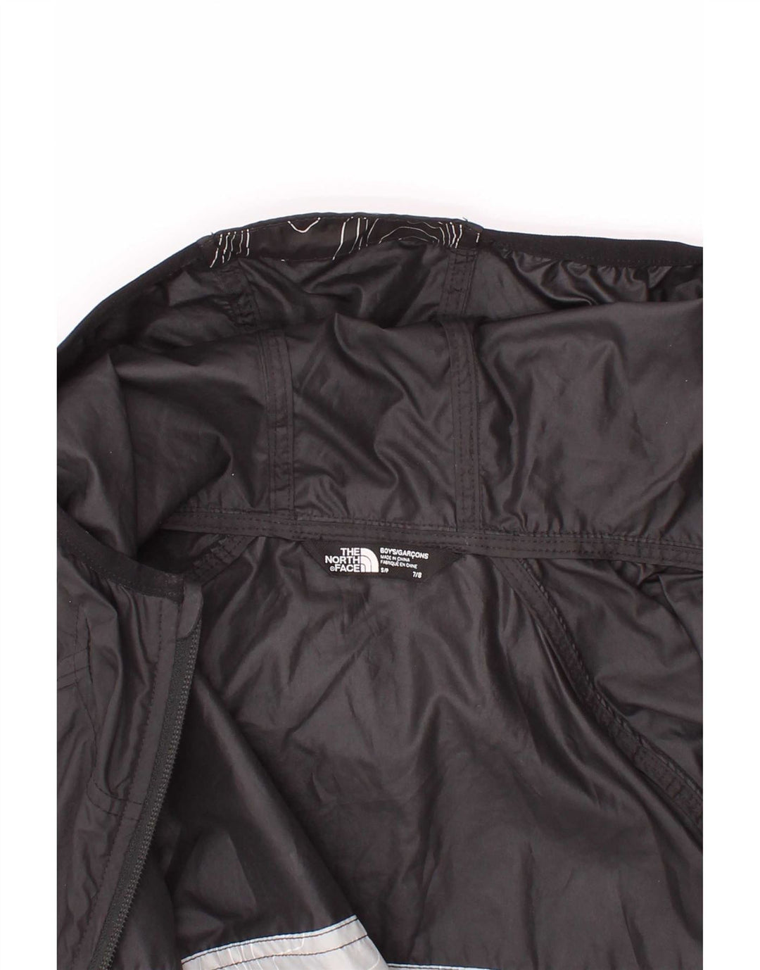 The North Face Boys Graphic Hooded Rain Jacket 7-8 Years Small Black