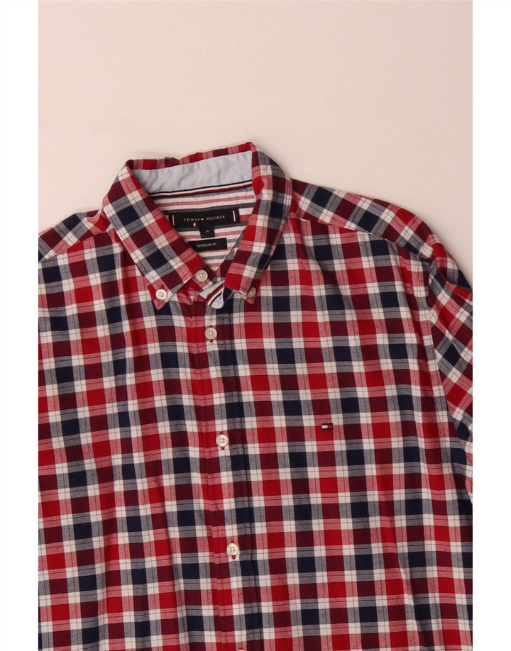 TOMMY HILFIGER Férfi normál szabású ing Közepes piros Gingham Cotton