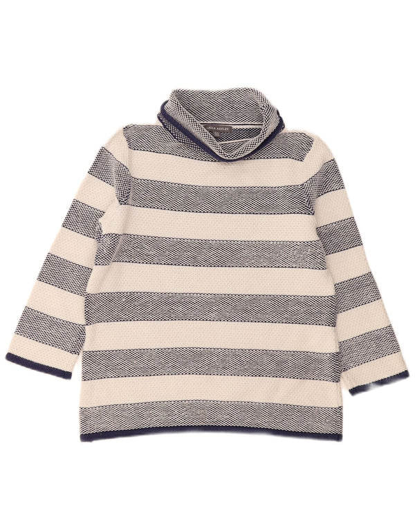 Maglione maglione a collo alto da donna Laura Ashley UK 12 medio a righe blu navy